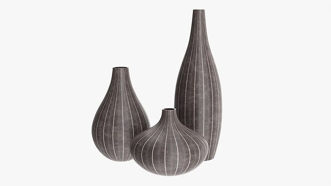 Three decorative vases 3D model