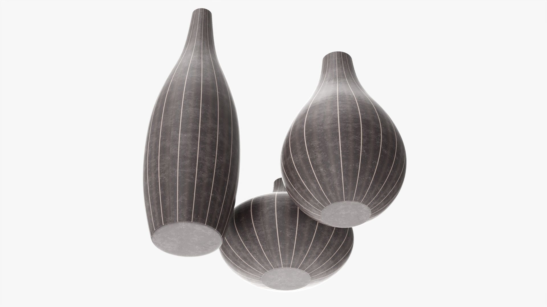 Three decorative vases 3D model_2