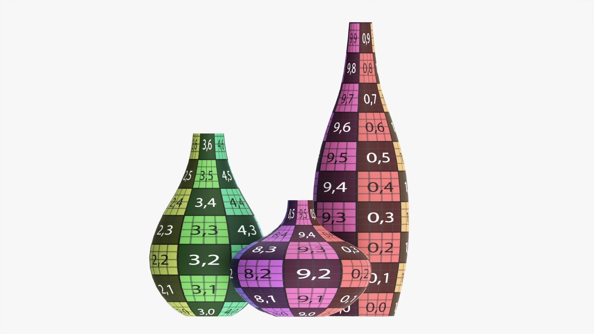 Three decorative vases 3D model_15