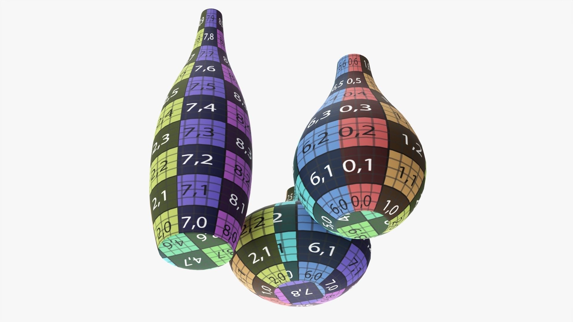 Three decorative vases 3D model_14