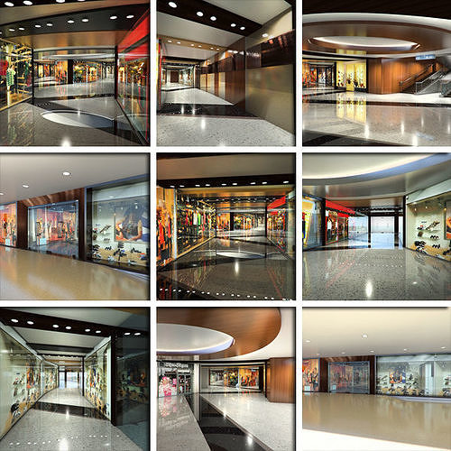 Shopping Mall Interior and Entry 3D model