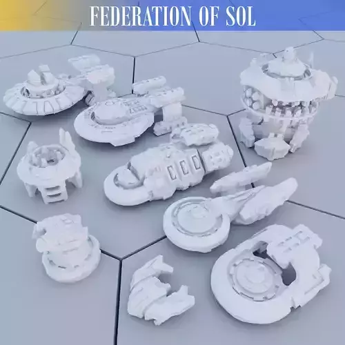 Twilight Imperium Ships Federation of Sol Free 3D print model