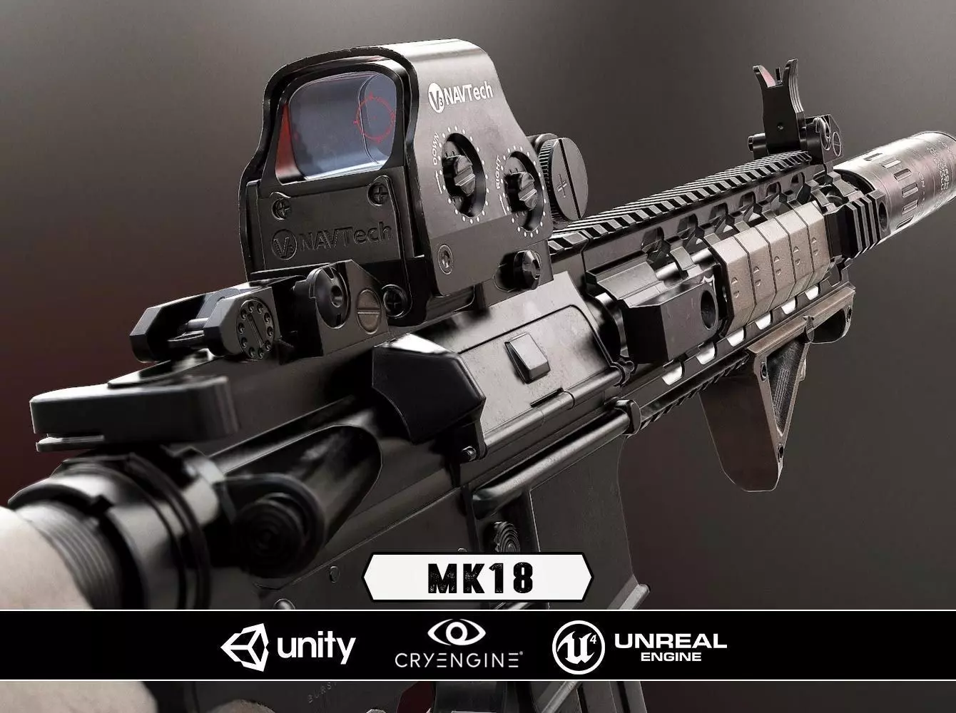 MK18 - Model and Textures Low-poly 3D model_0