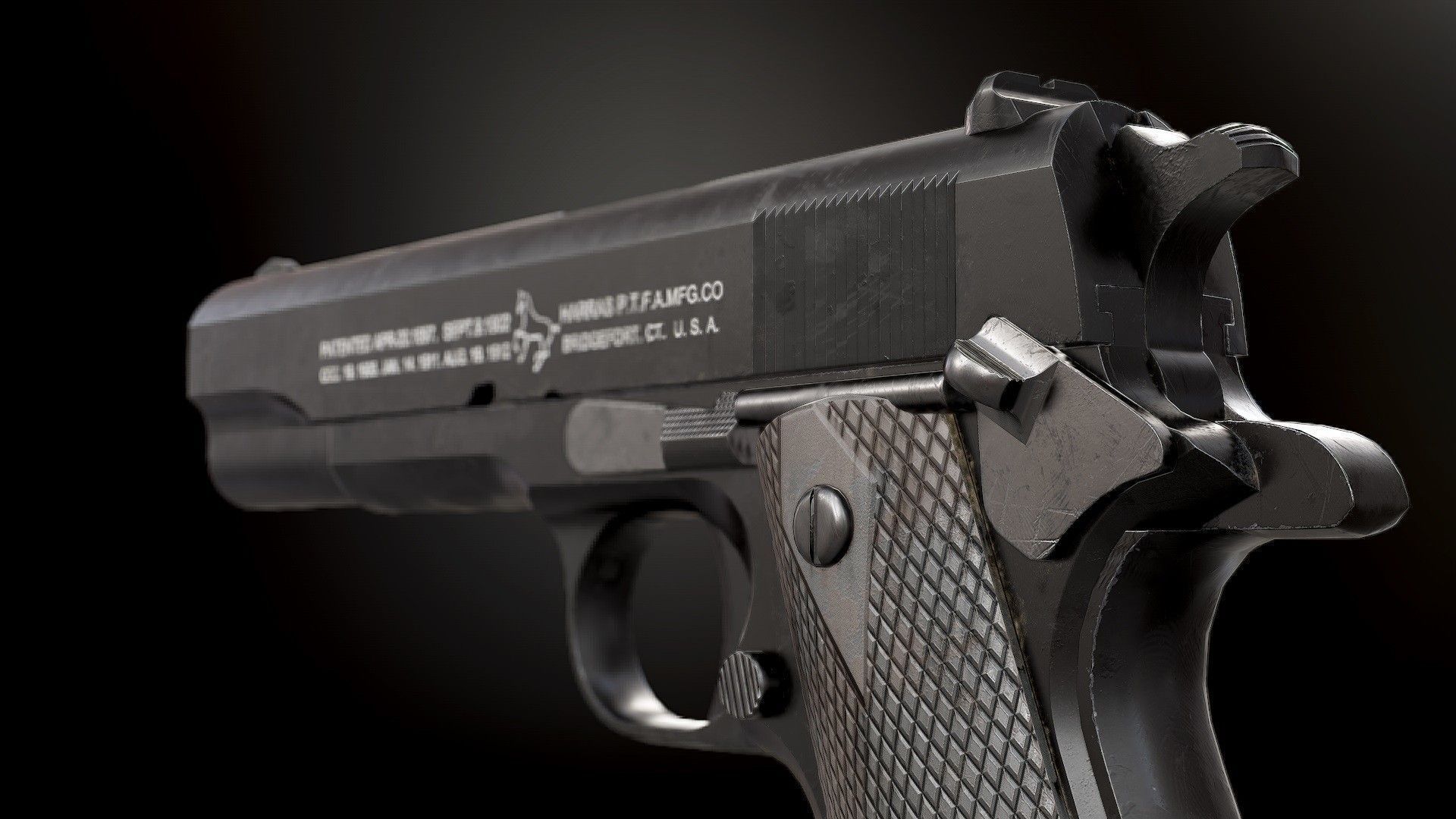 Colt 1911 Black and Chrome - Model and Textures Low-poly 3D model_3