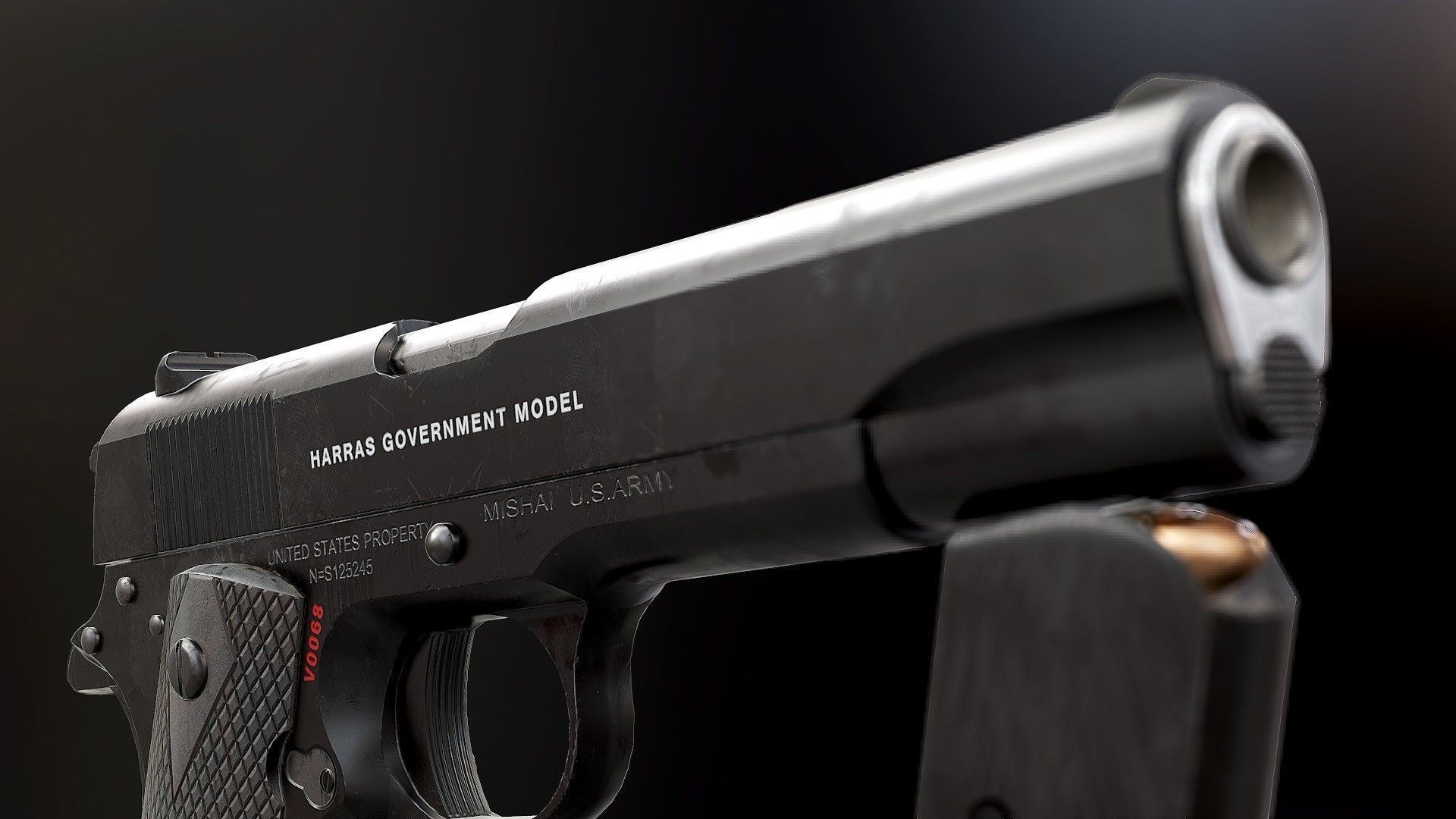 Colt 1911 Black and Chrome - Model and Textures Low-poly 3D model_1