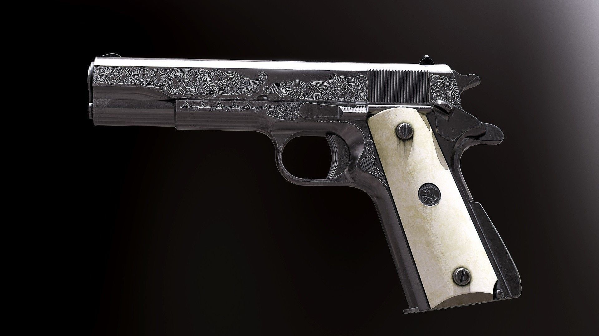 Colt 1911 Black and Chrome - Model and Textures Low-poly 3D model_6