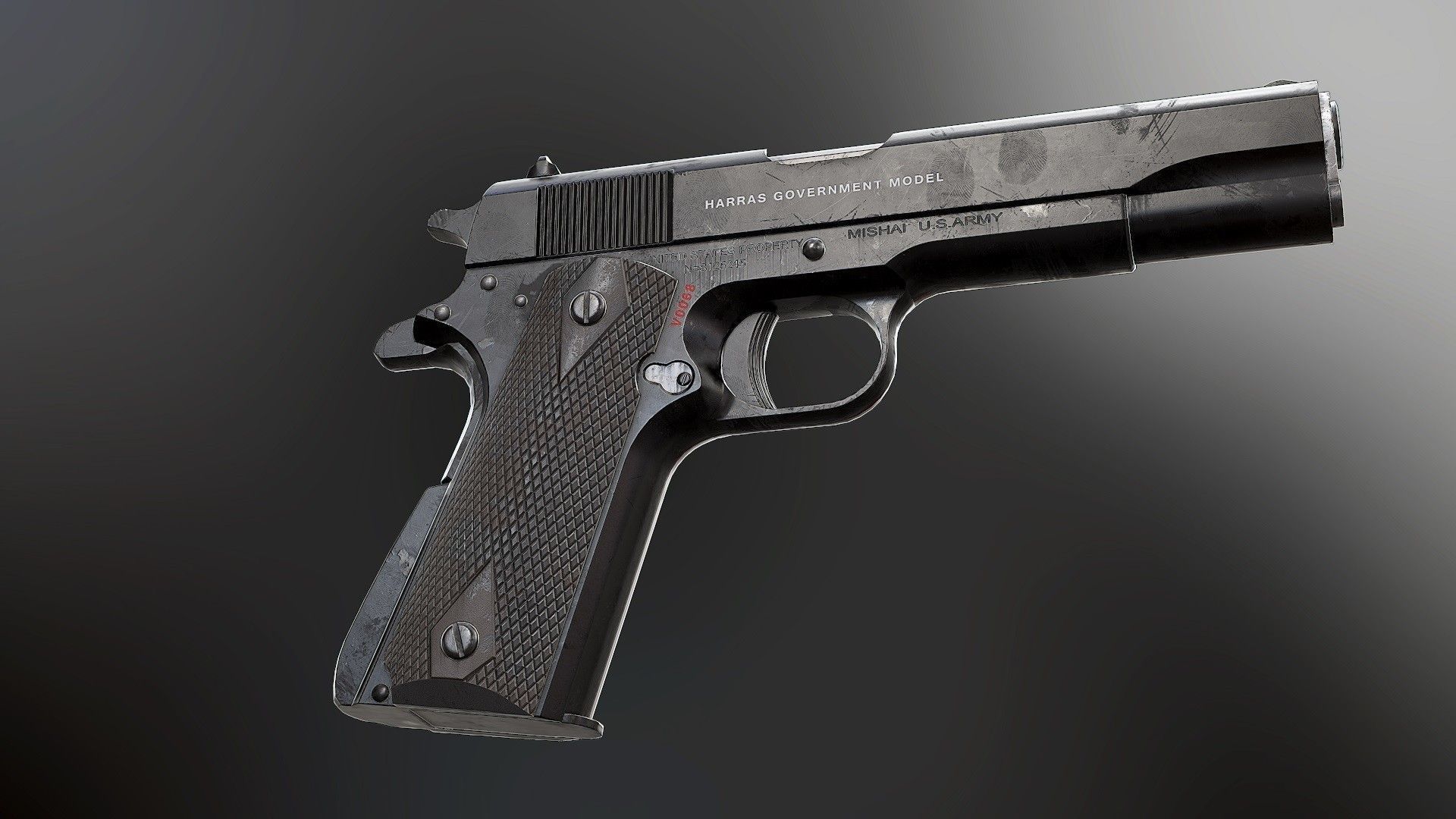 Colt 1911 Black and Chrome - Model and Textures Low-poly 3D model_2