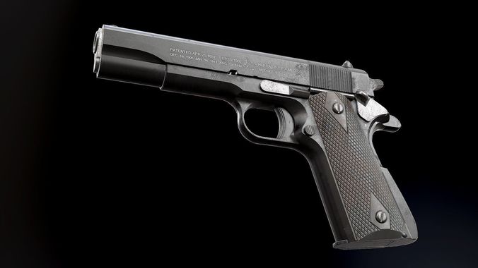 Colt 1911 Black and Chrome - Model and Textures Low-poly 3D model