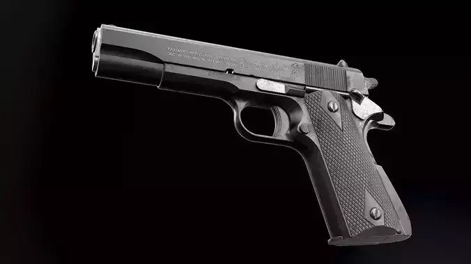 Colt 1911 Black and Chrome - Model and Textures Low-poly 3D model