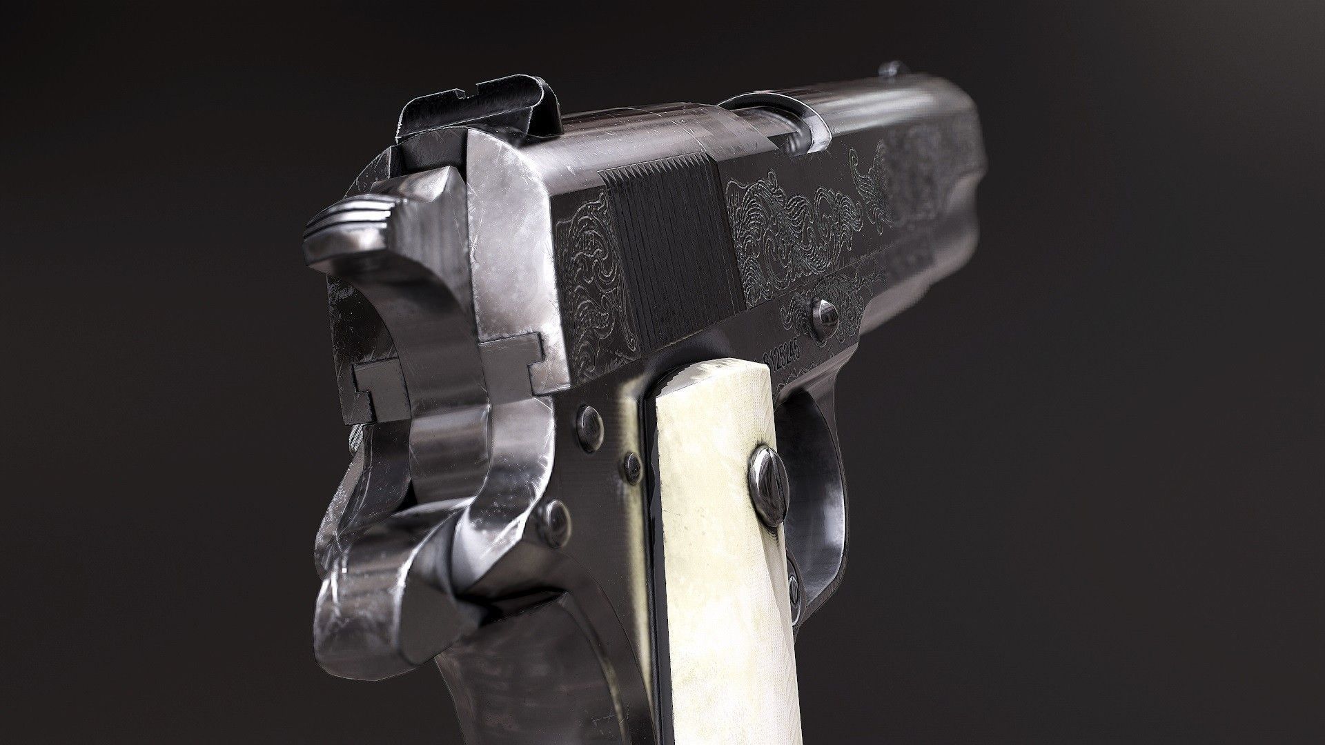 Colt 1911 Black and Chrome - Model and Textures Low-poly 3D model_4