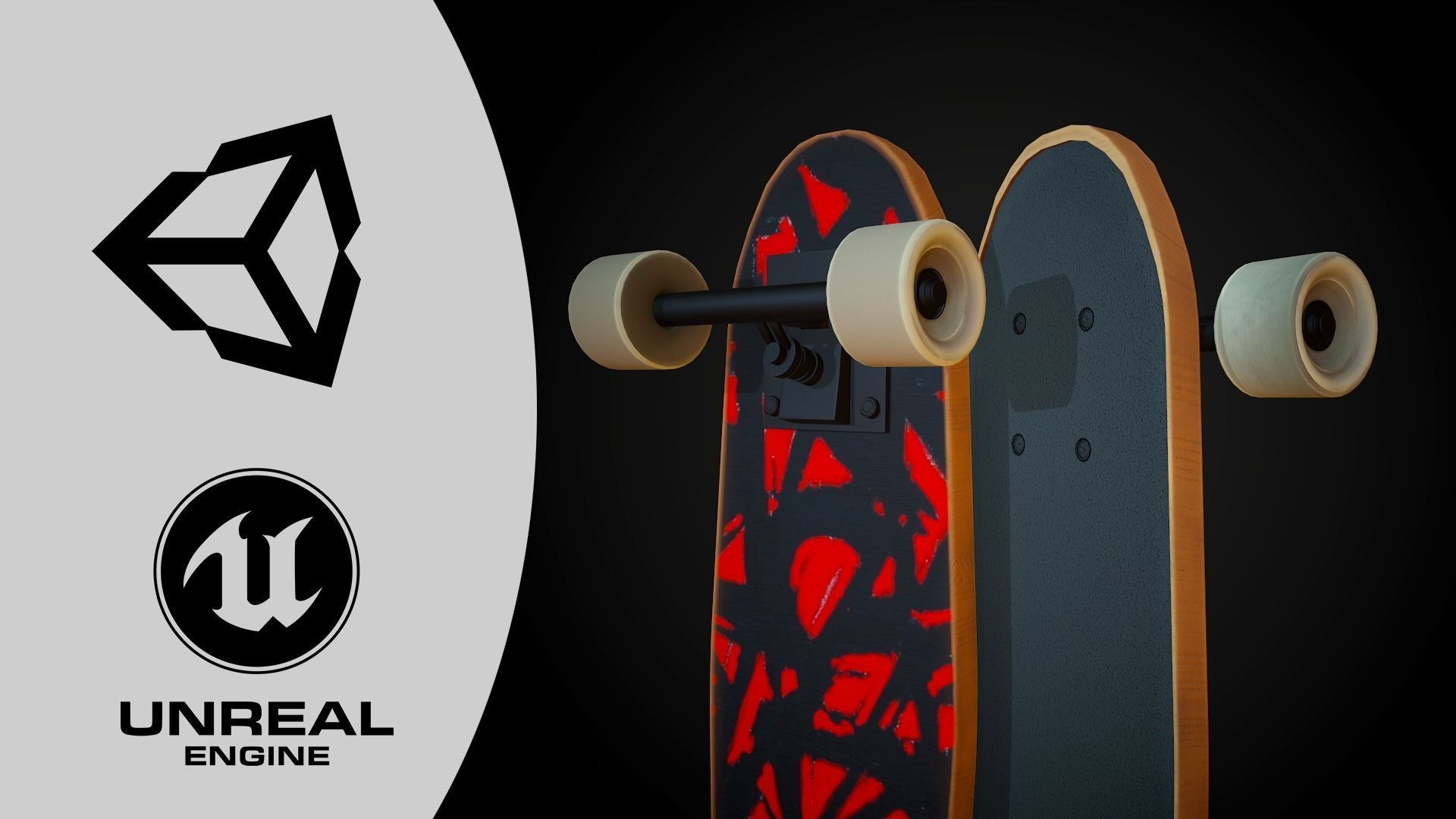 Skateboard Game Ready - High Quality Stylized Skateboard Low-poly 3D model