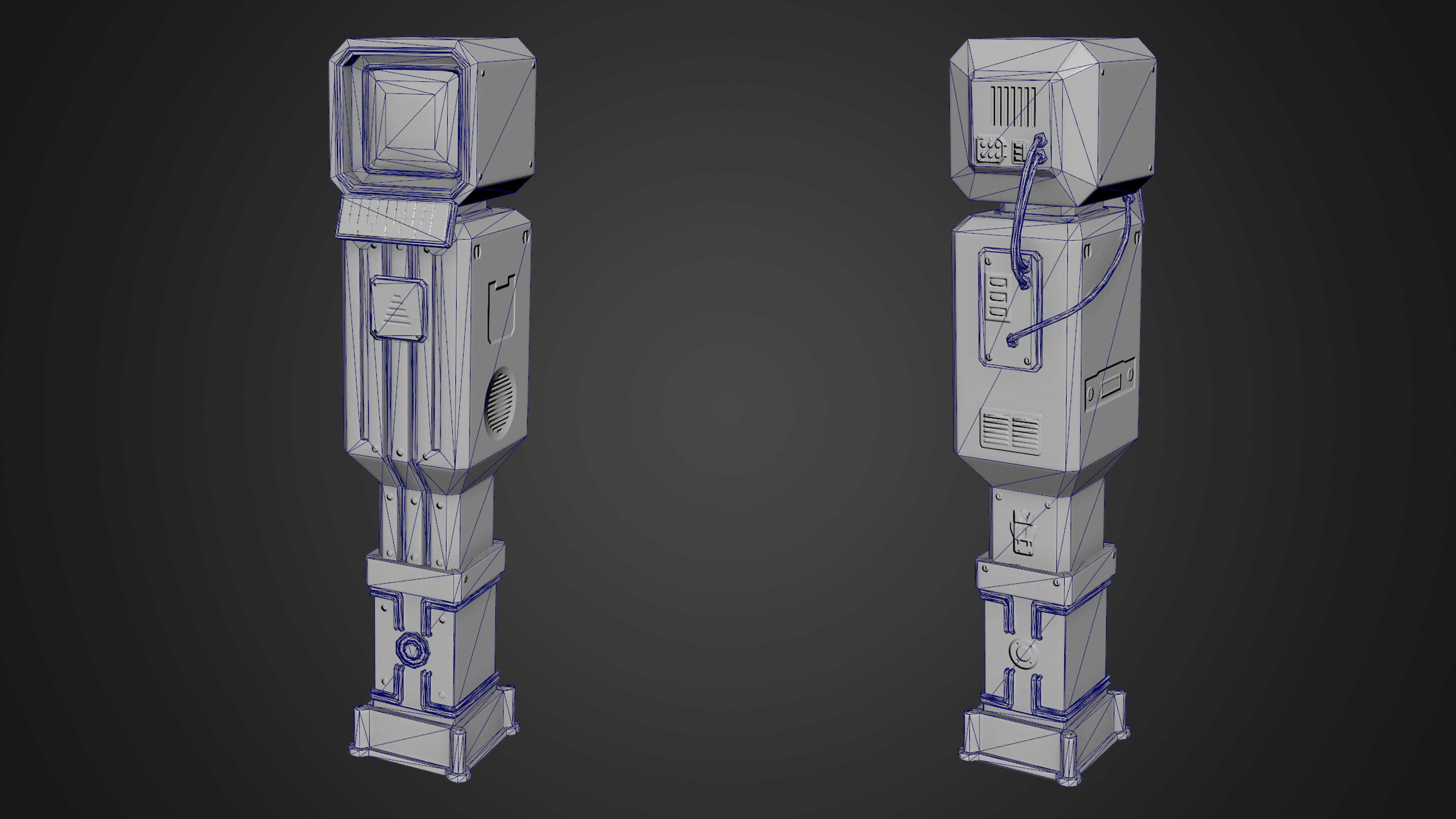 Cyber Access Terminal Box Low-poly 3D model_2