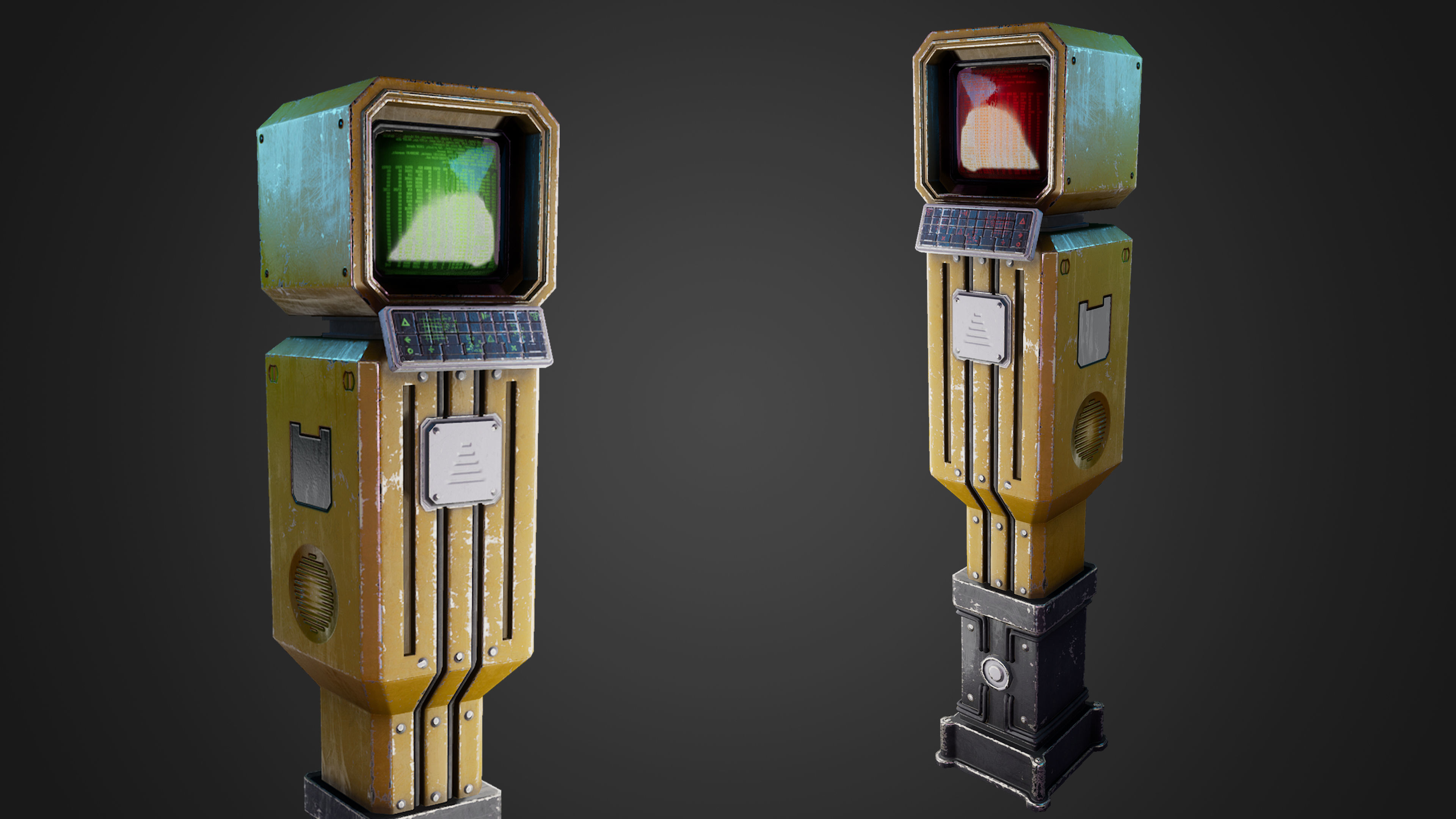 Cyber Access Terminal Box Low-poly 3D model_3