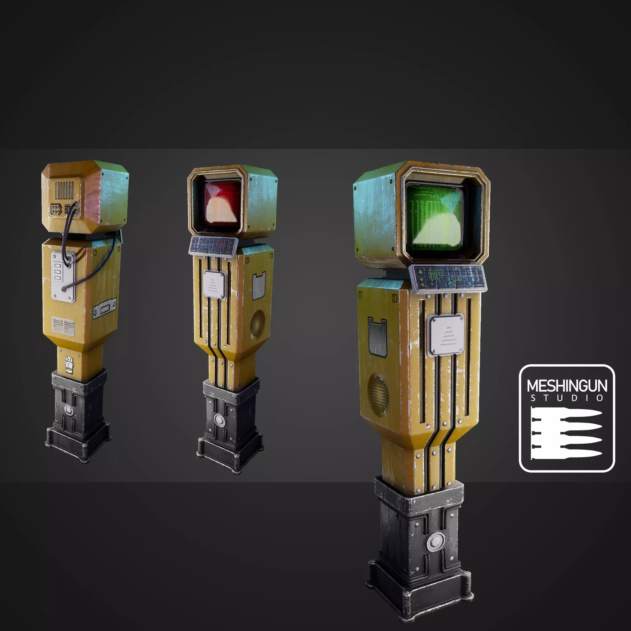 Cyber Access Terminal Box Low-poly 3D model_0
