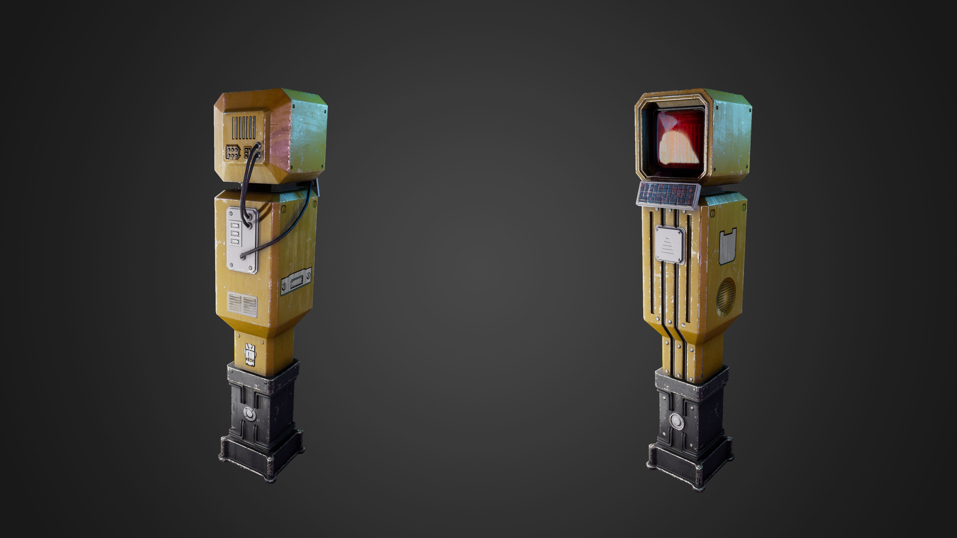 Cyber Access Terminal Box Low-poly 3D model_1