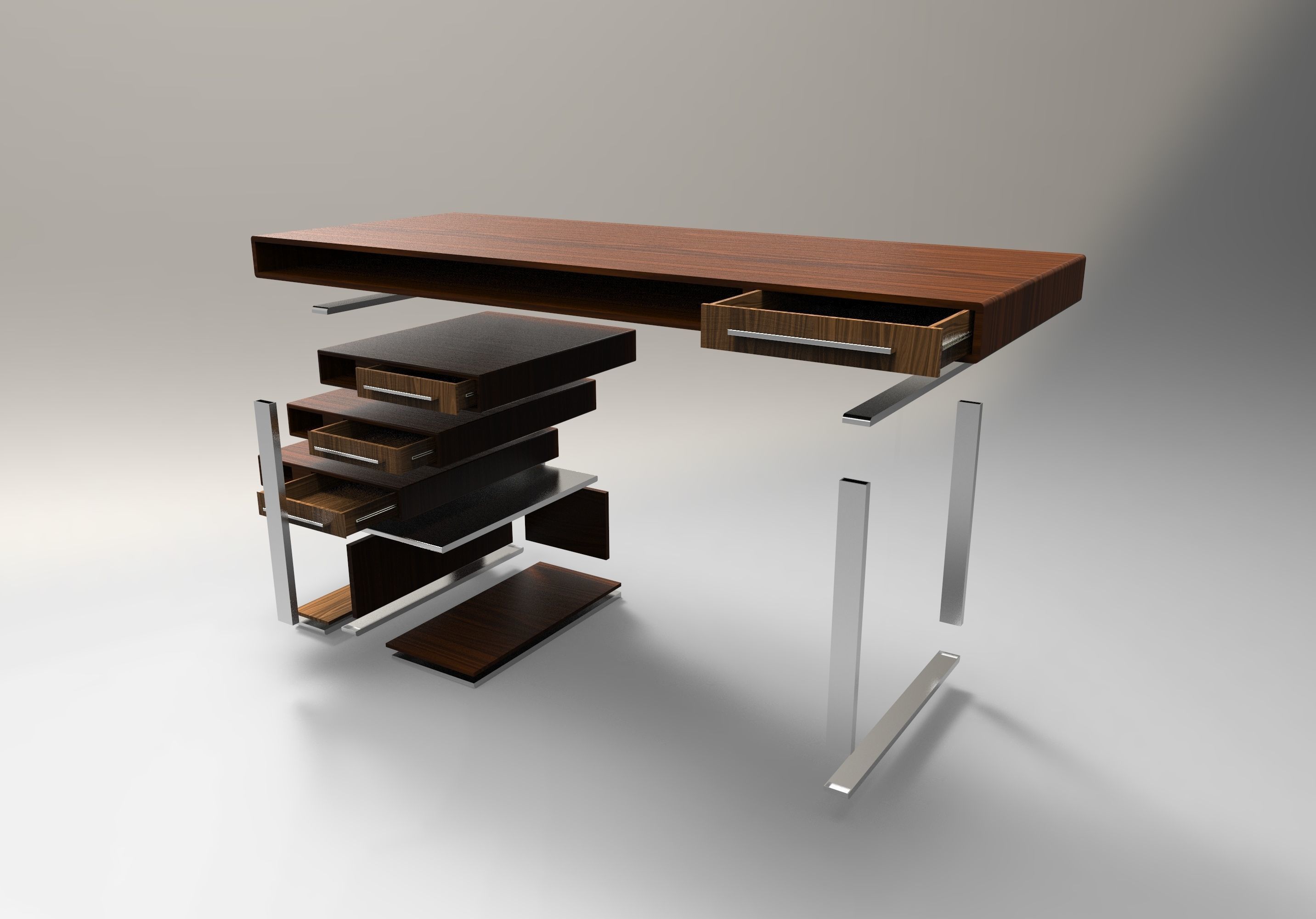 Office Desk Low-poly 3D model_4
