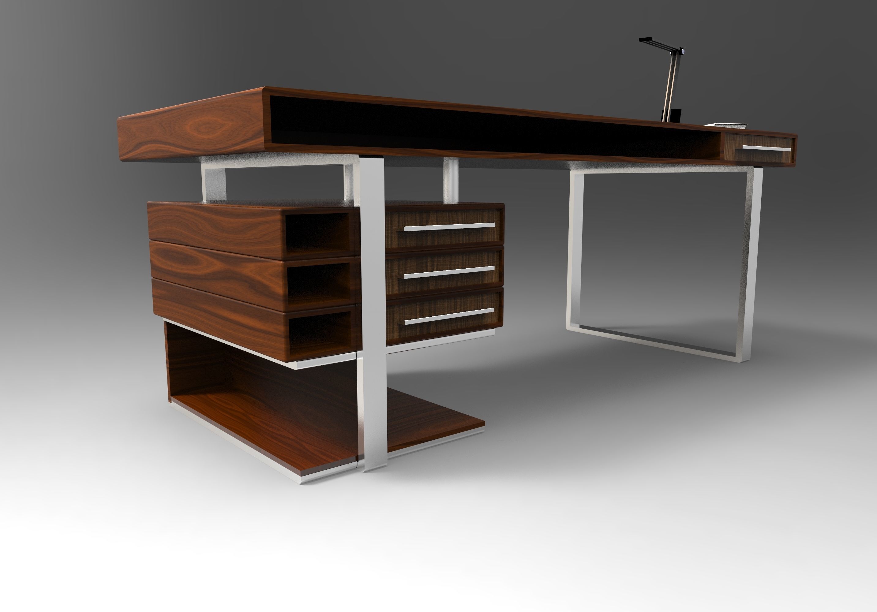 Office Desk Low-poly 3D model_3