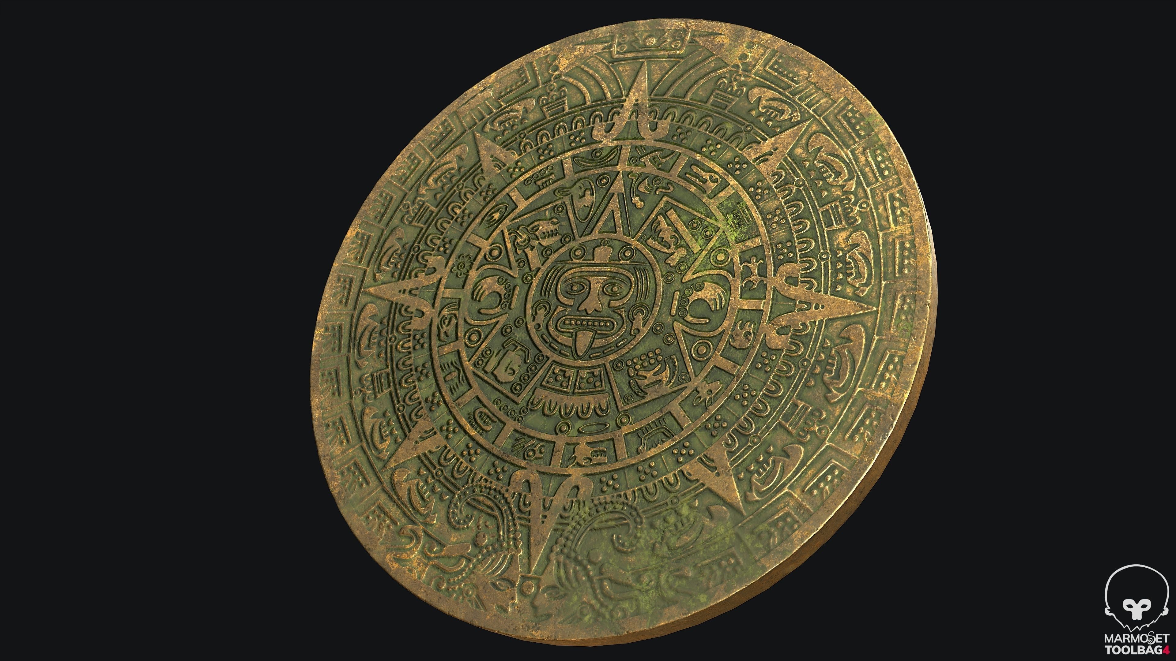 Aztec Calendar PBR Game Ready Low-poly 3D model_3
