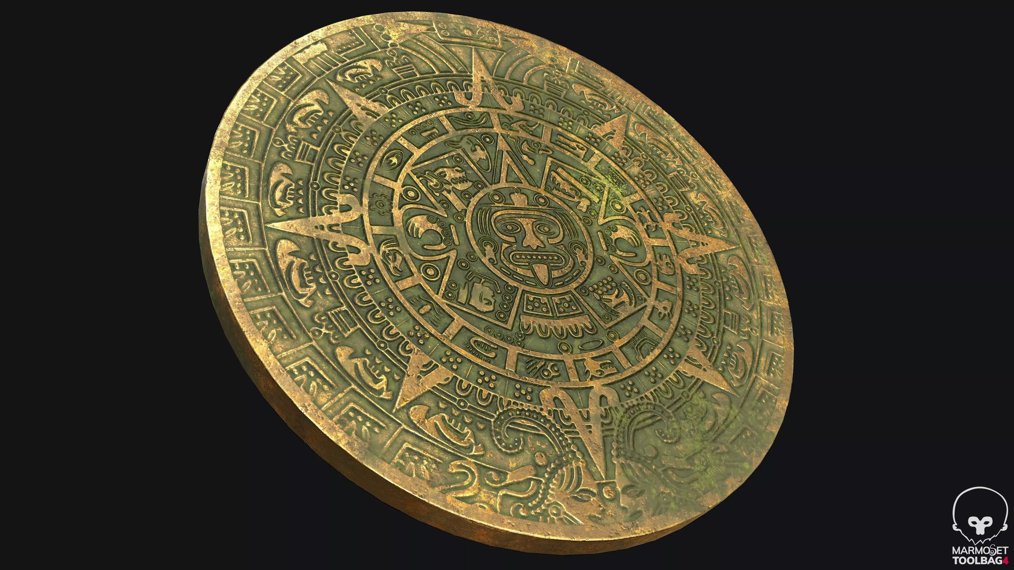 Aztec Calendar PBR Game Ready Low-poly 3D model_0