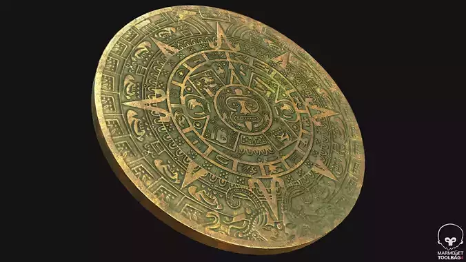 Aztec Calendar PBR Game Ready Low-poly 3D model