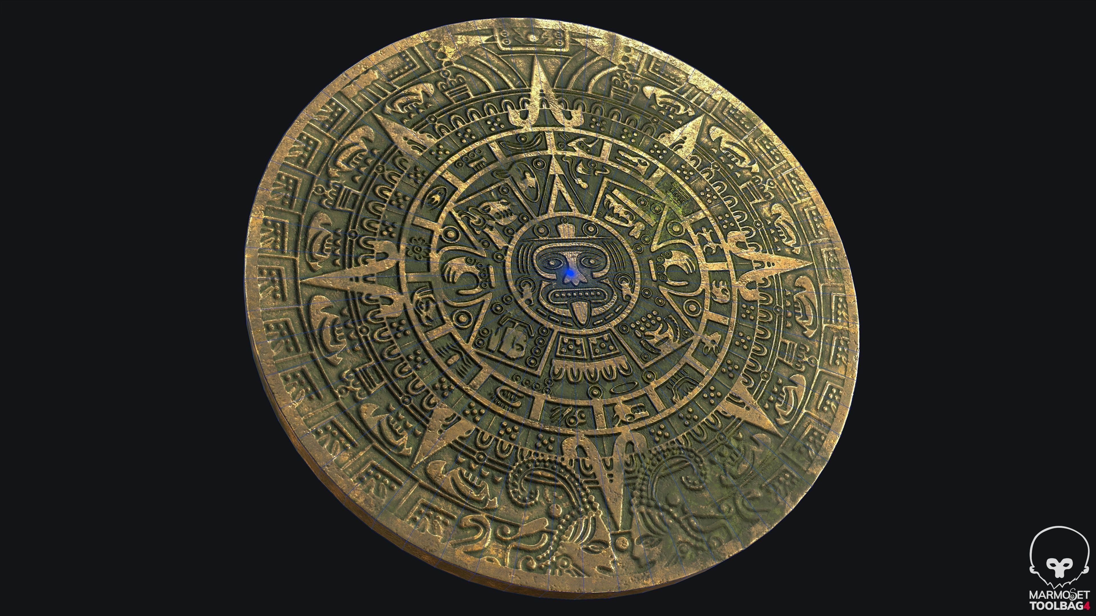 Aztec Calendar PBR Game Ready Low-poly 3D model_2