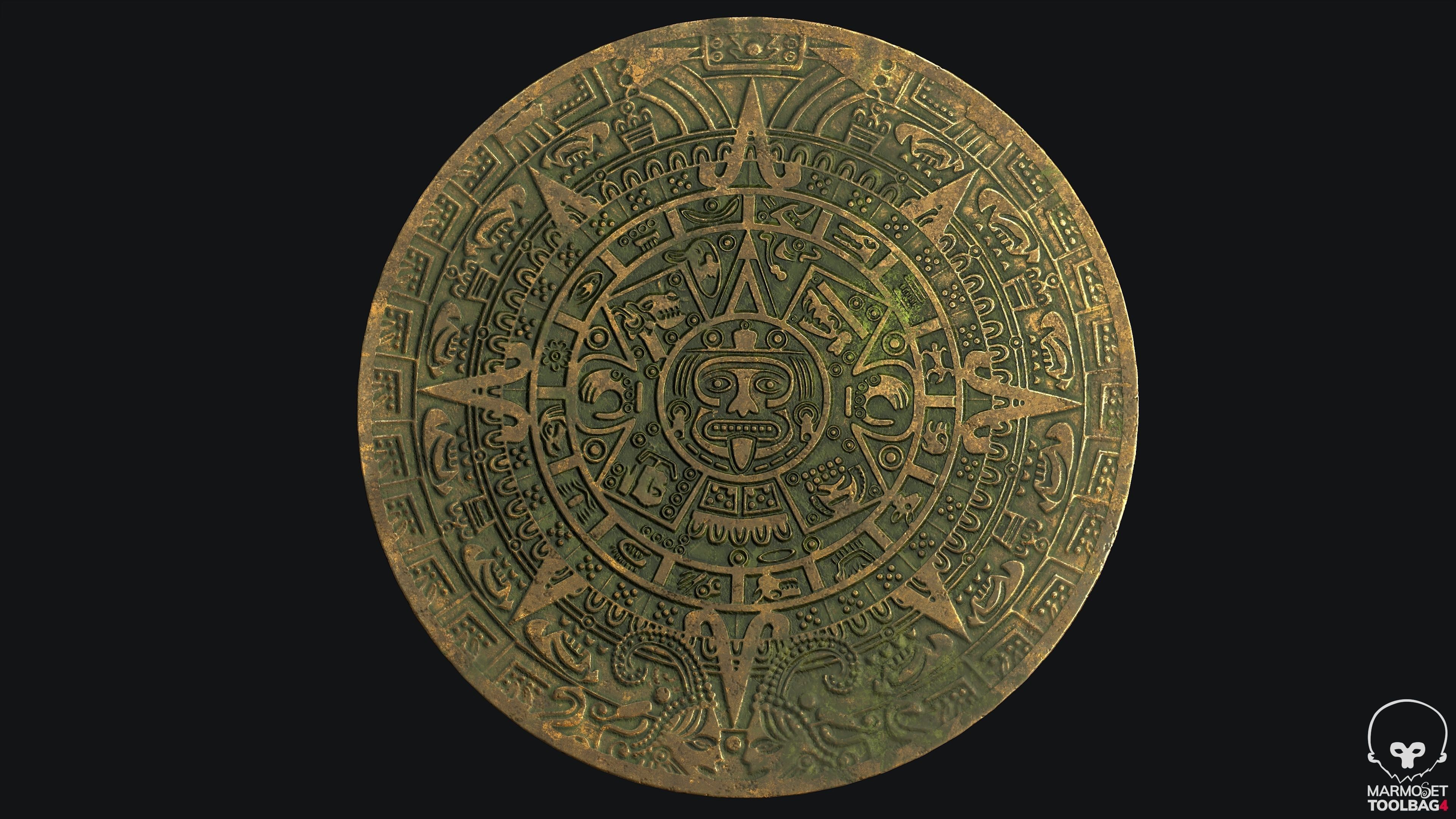 Aztec Calendar PBR Game Ready Low-poly 3D model_1