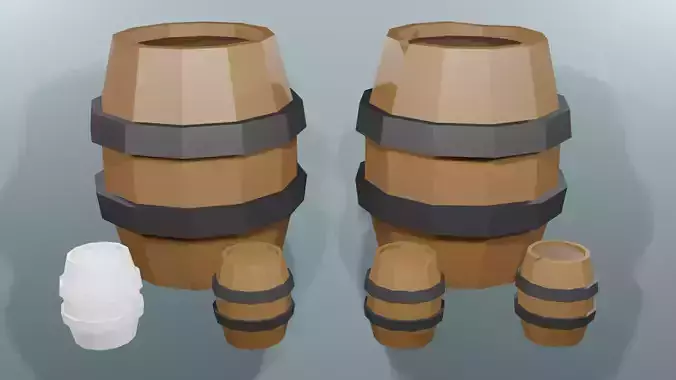 Low Poly Fantasy Barrels 