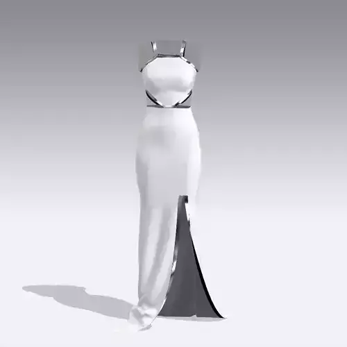 WHITE METALIC DRESS SLIT