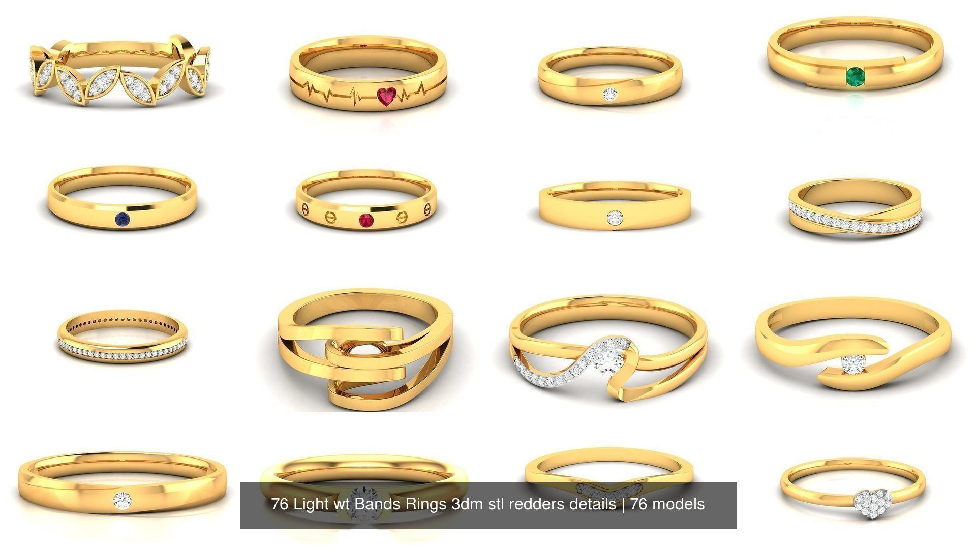 76 Light wt Bands Rings 3dm stl redders details 3D Model Collection_2