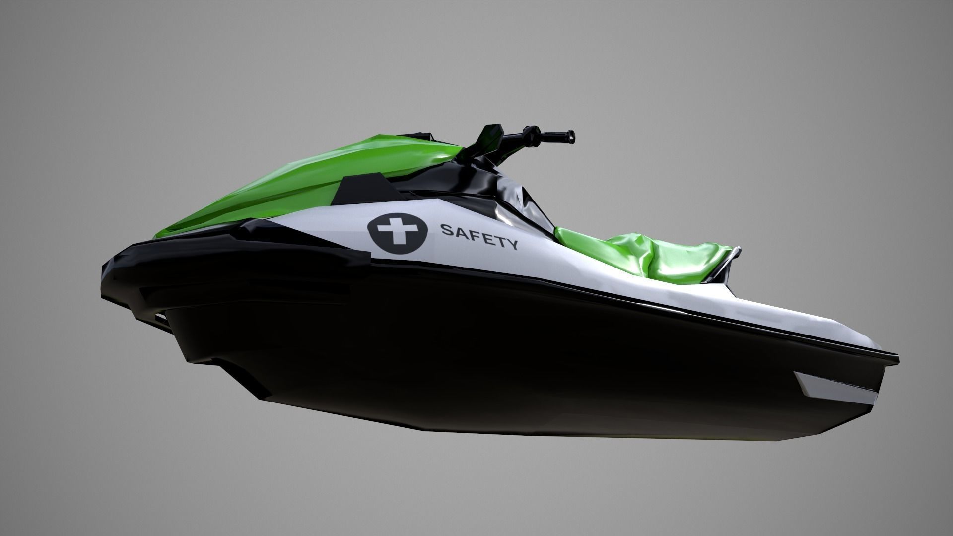 Green Jetski Low-poly 3D model_17