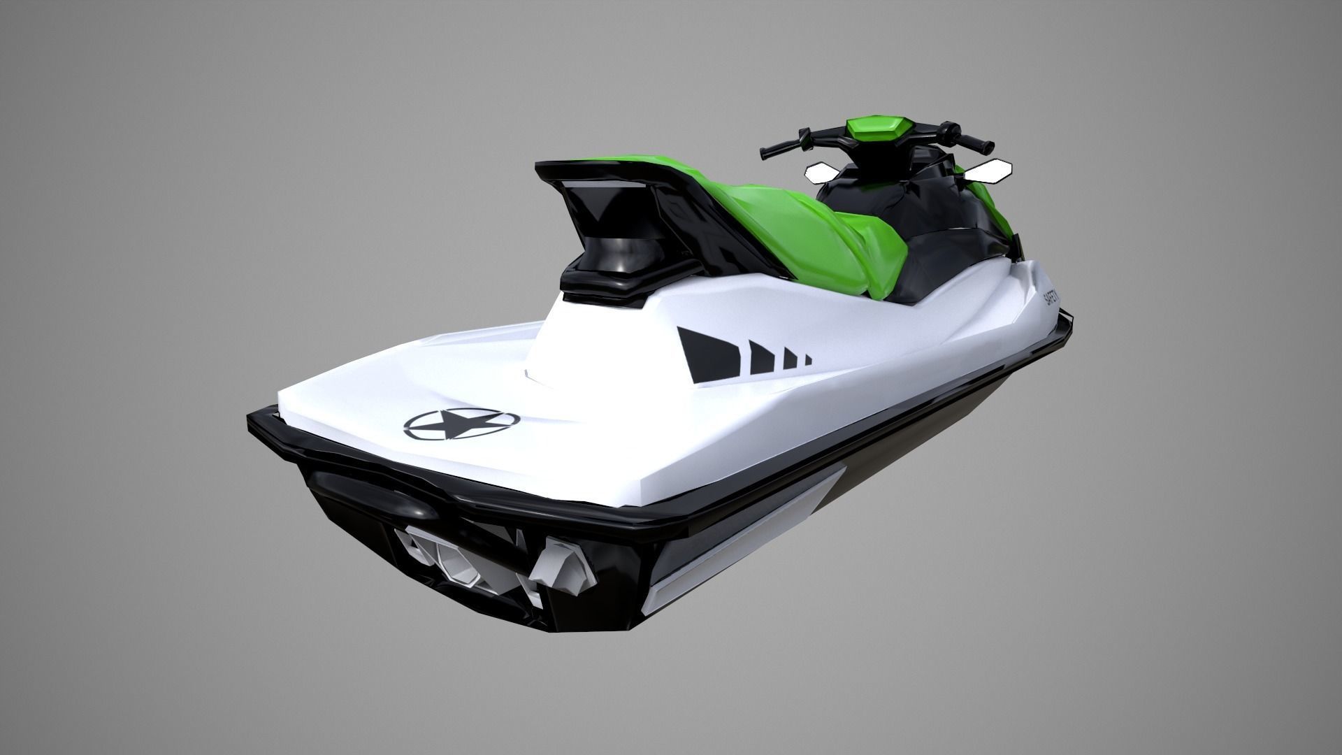 Green Jetski Low-poly 3D model_15