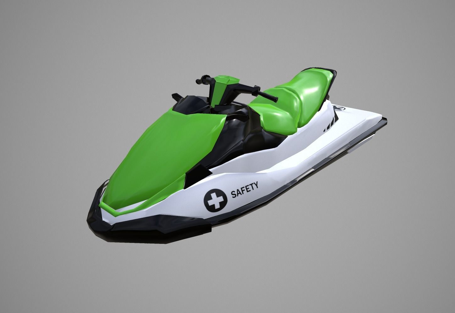 Green Jetski Low-poly 3D model_2