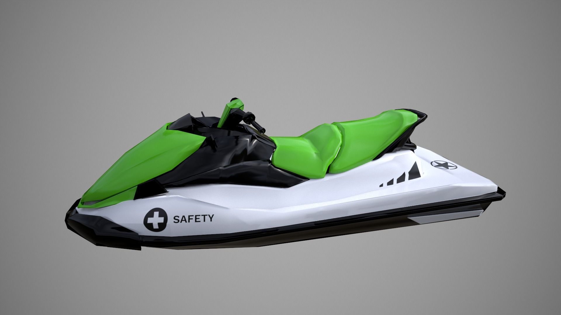 Green Jetski Low-poly 3D model_3