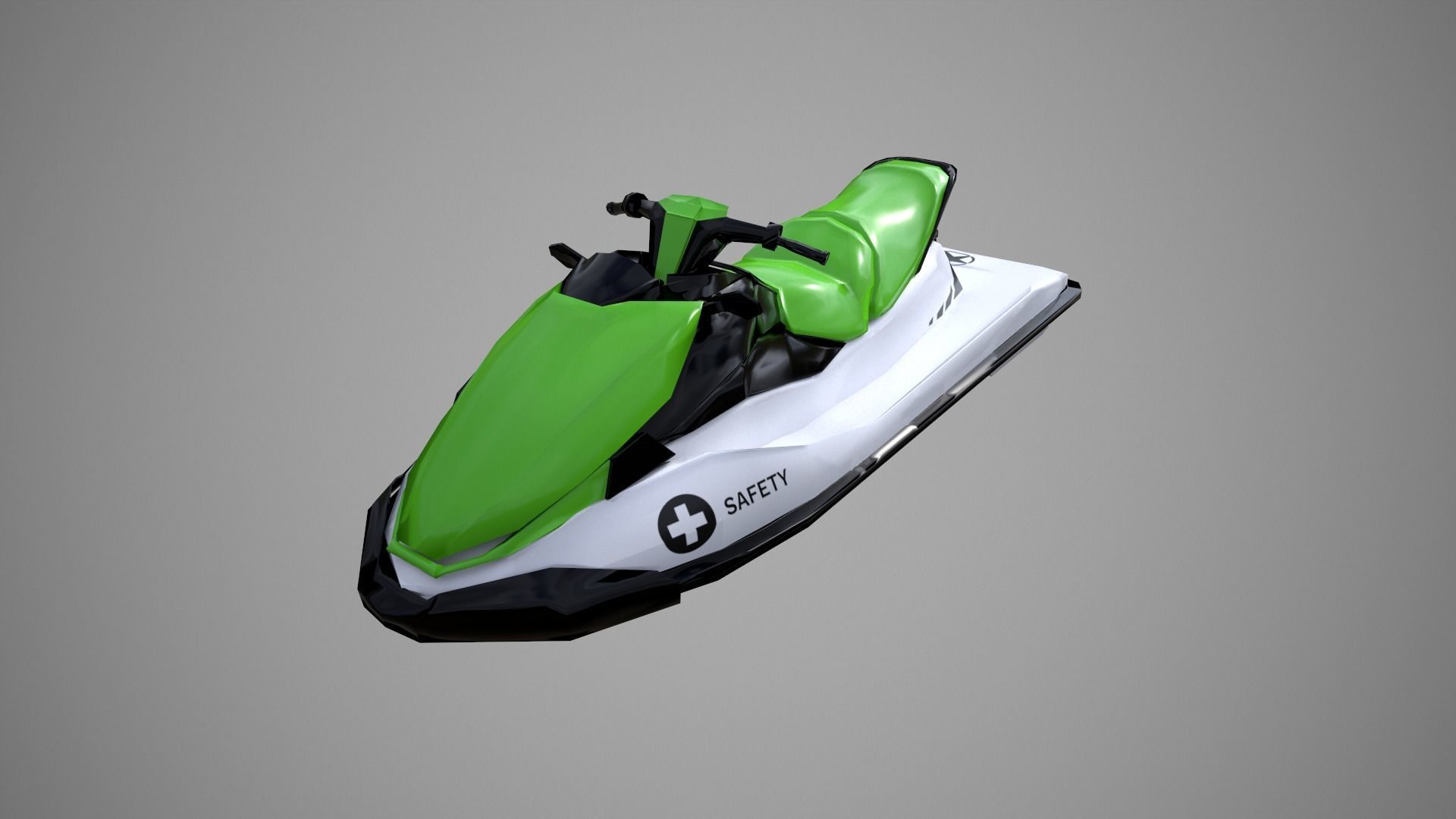 Green Jetski Low-poly 3D model_12