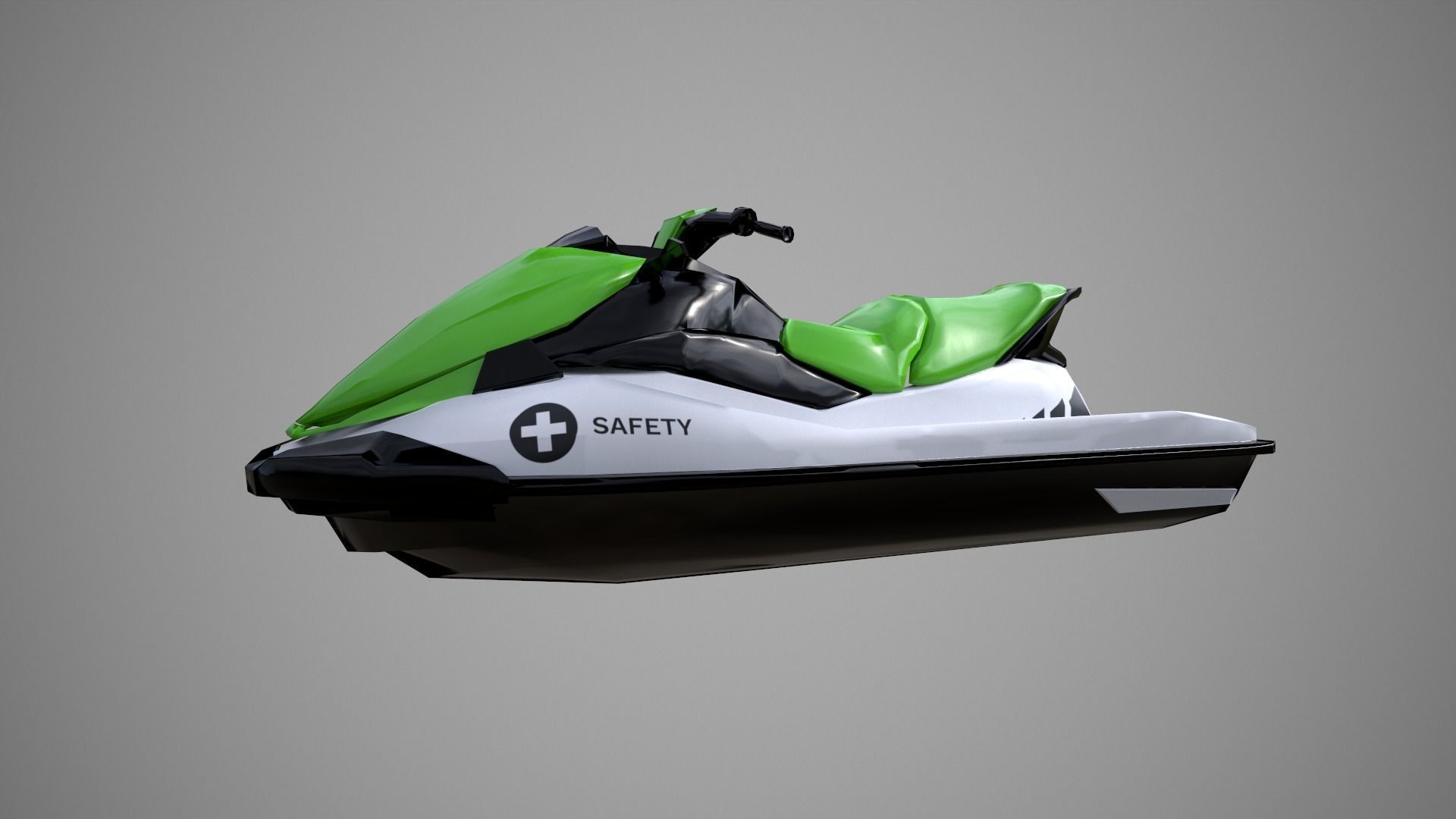 Green Jetski Low-poly 3D model_11