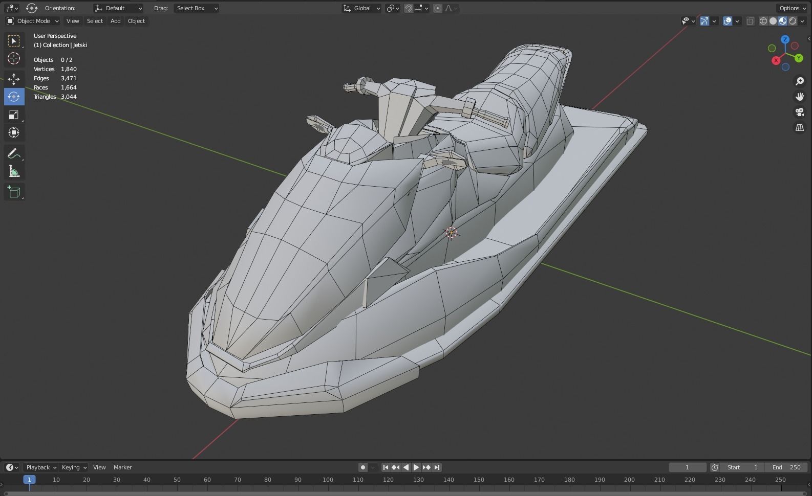 Green Jetski Low-poly 3D model_4