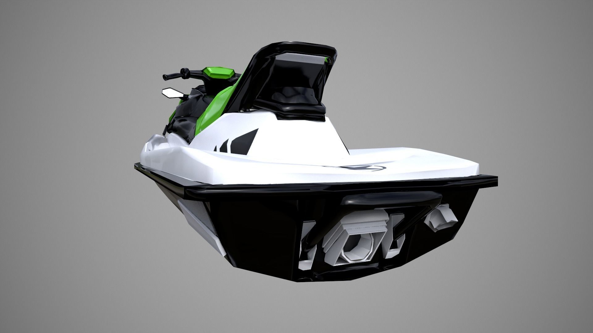 Green Jetski Low-poly 3D model_13