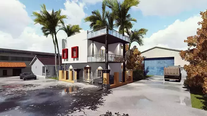 Duplex Villa Residential House-3D model