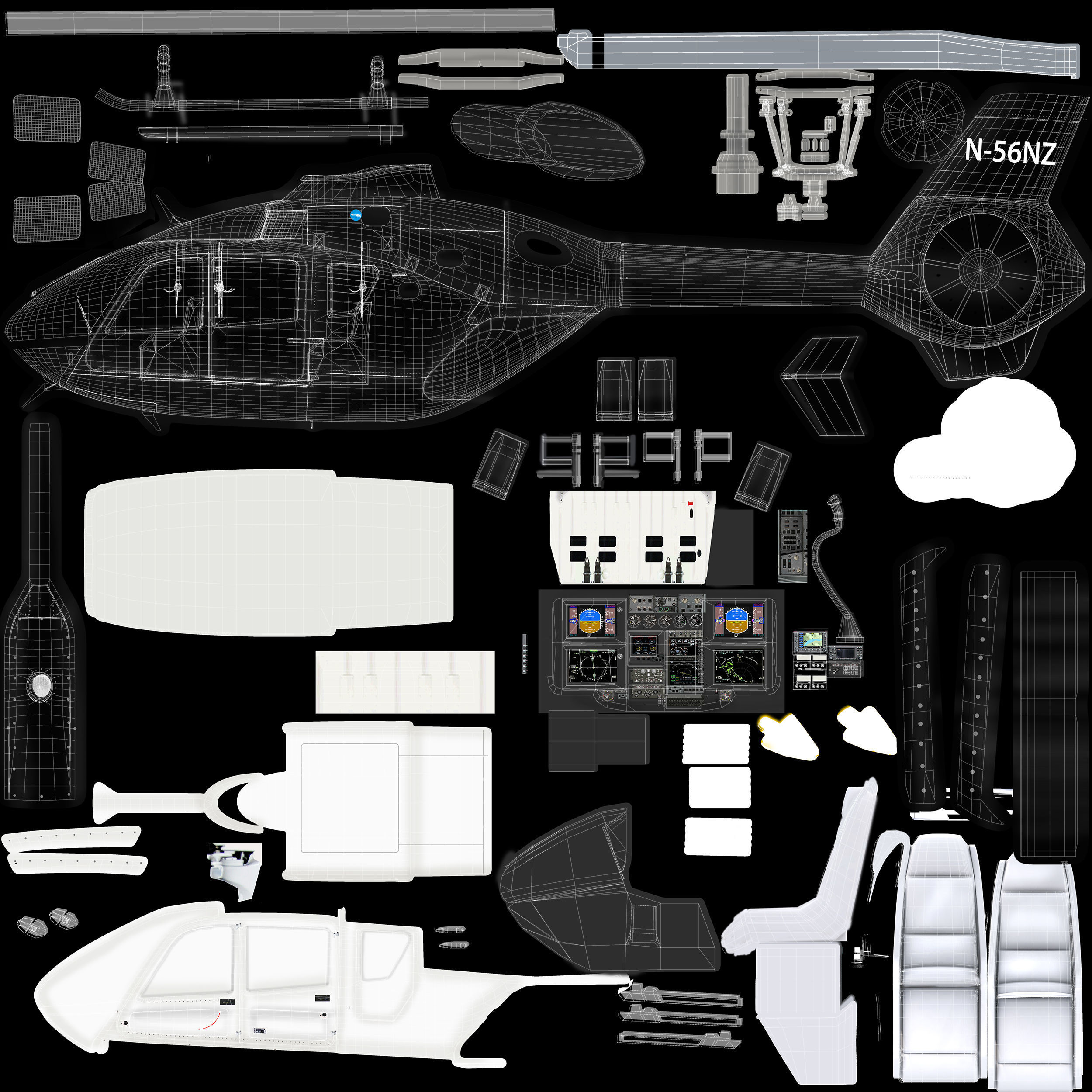 Eurocopter EC 135 Black Helicopter 3D model_23