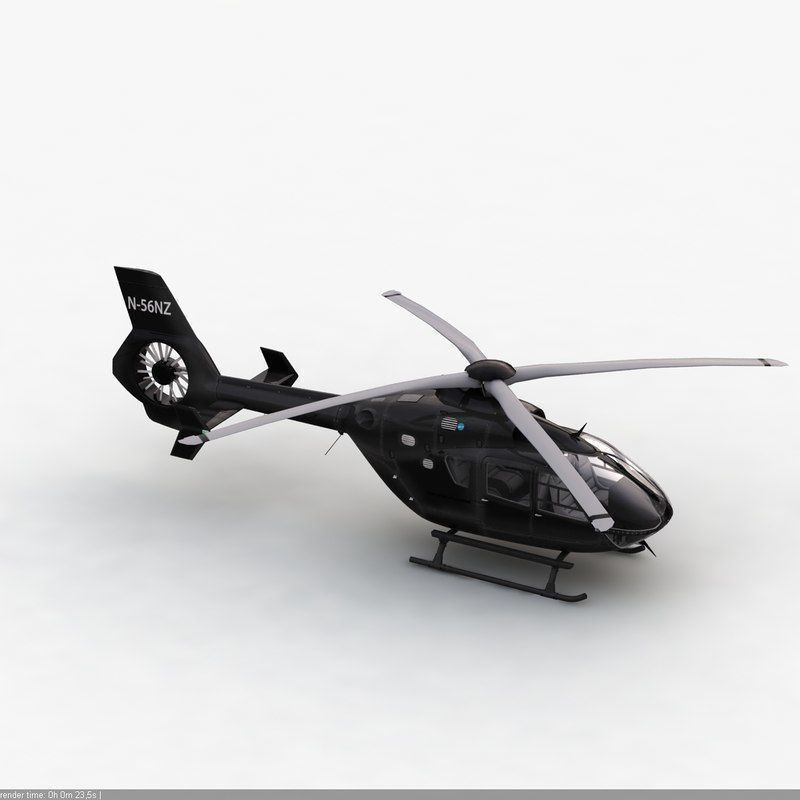Eurocopter EC 135 Black Helicopter 3D model_8