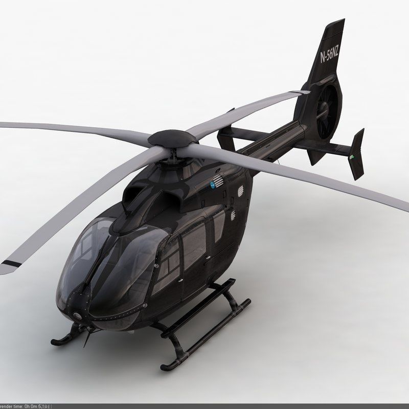 Eurocopter EC 135 Black Helicopter 3D model_6