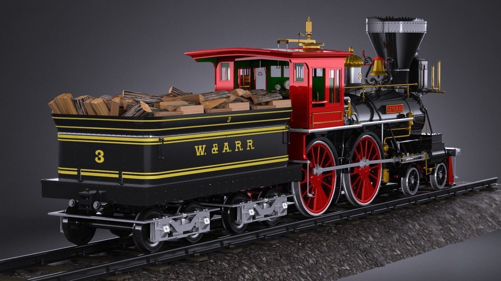 The General 440 Steam 3D Model .max .obj .3ds .fbx .c4d .lwo .lw .lws