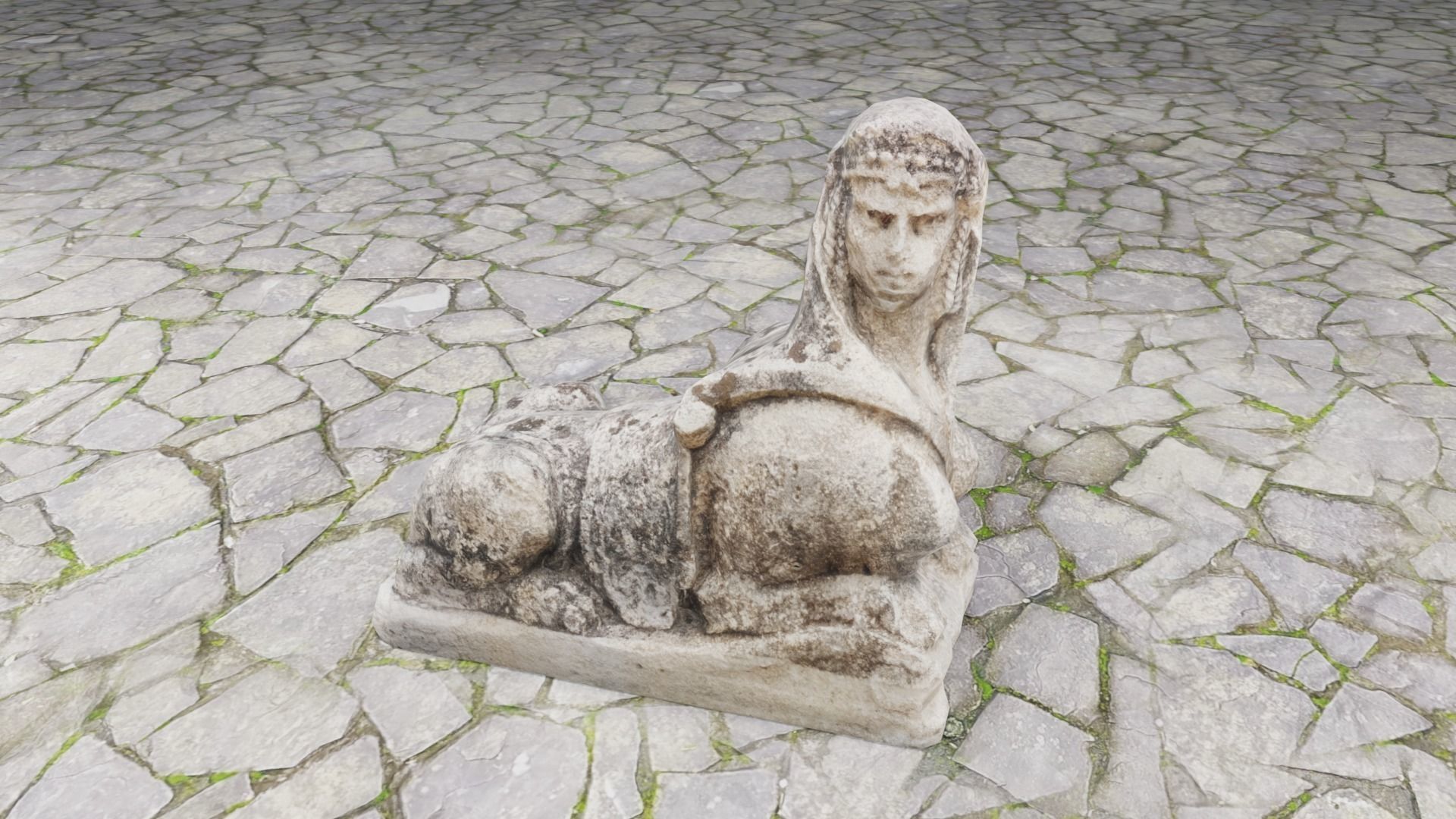 Ancient Sphynx Statue Low-poly 3D model_7