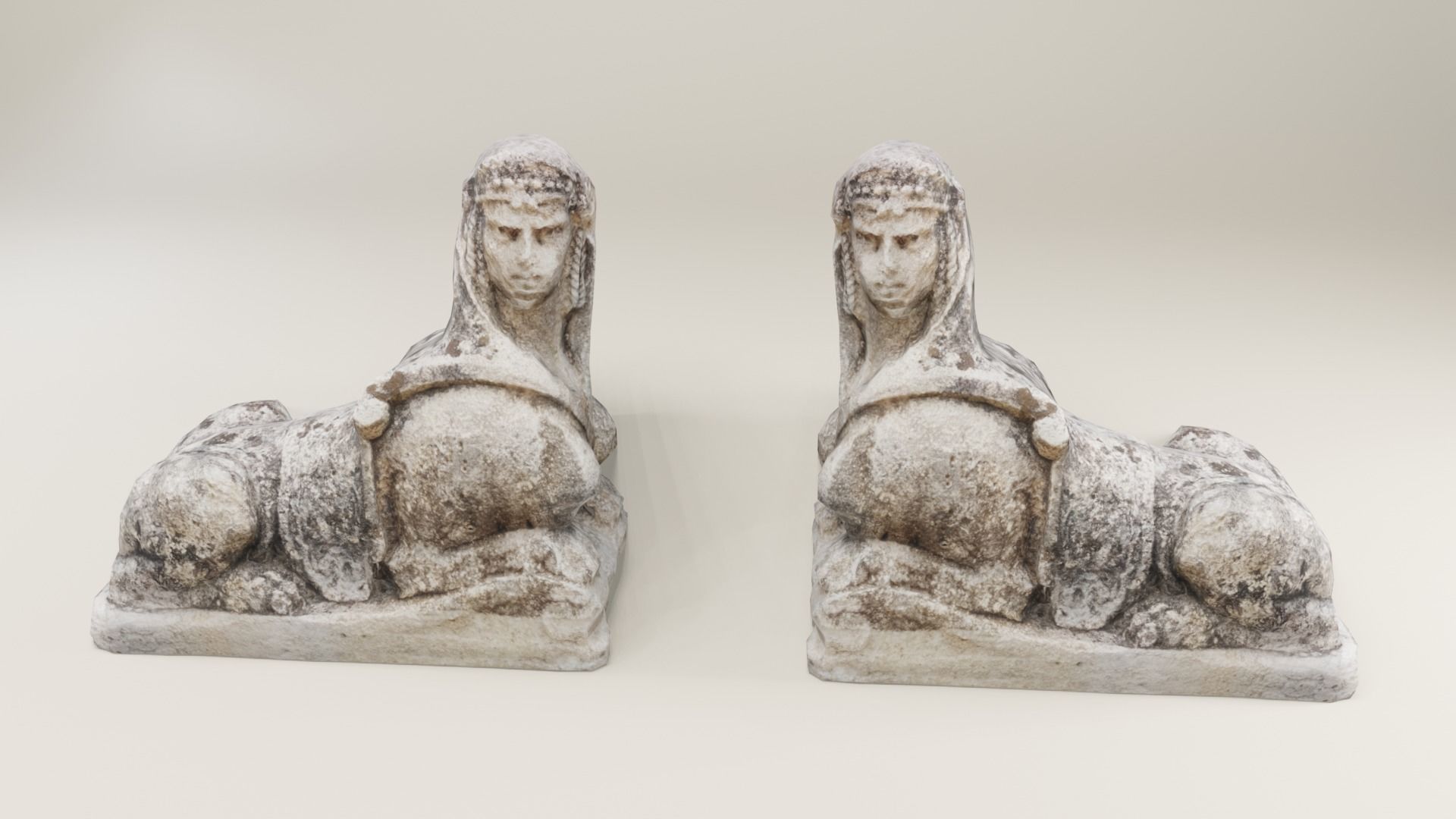 Ancient Sphynx Statue Low-poly 3D model_3