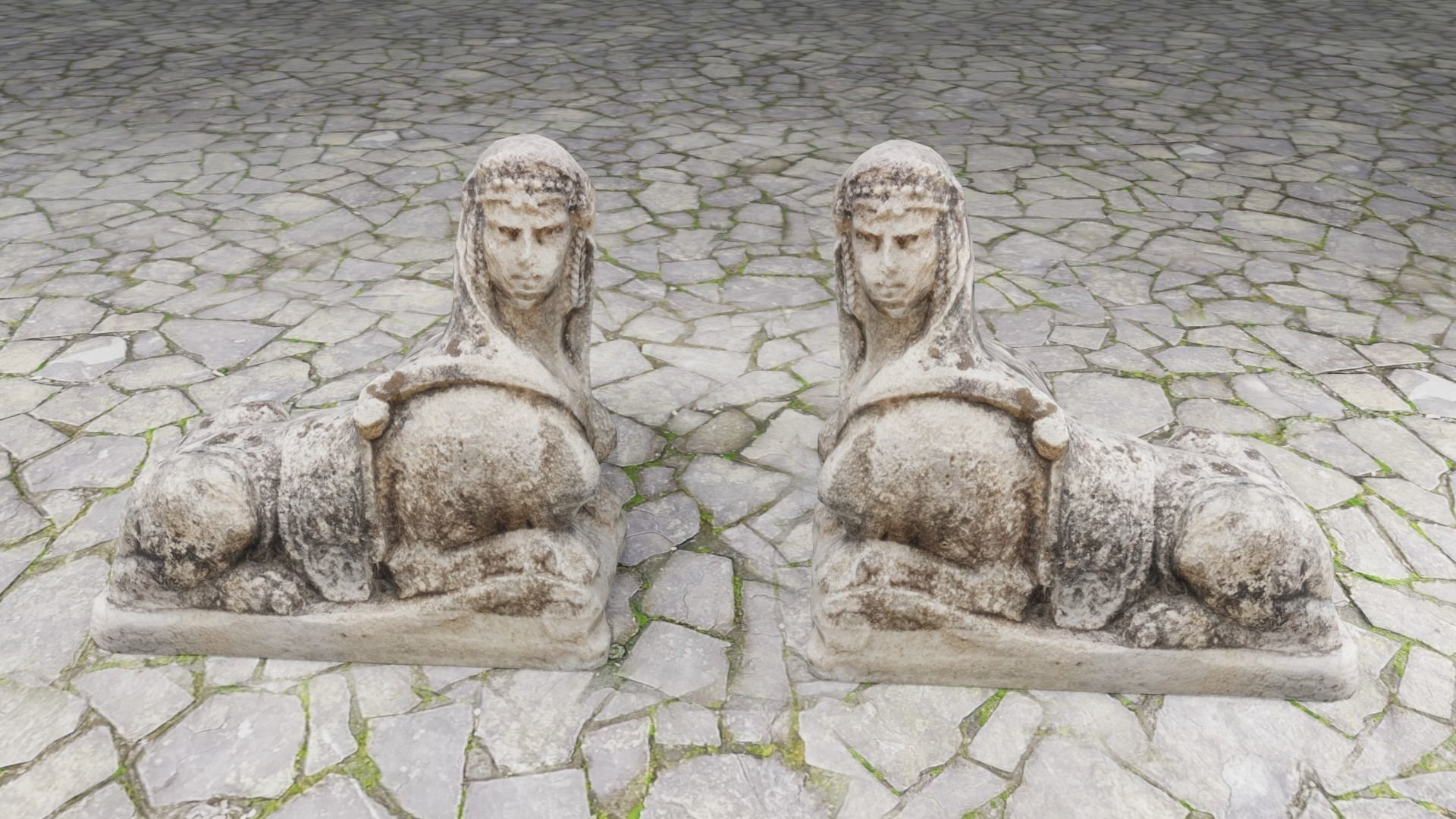 Ancient Sphynx Statue Low-poly 3D model_6