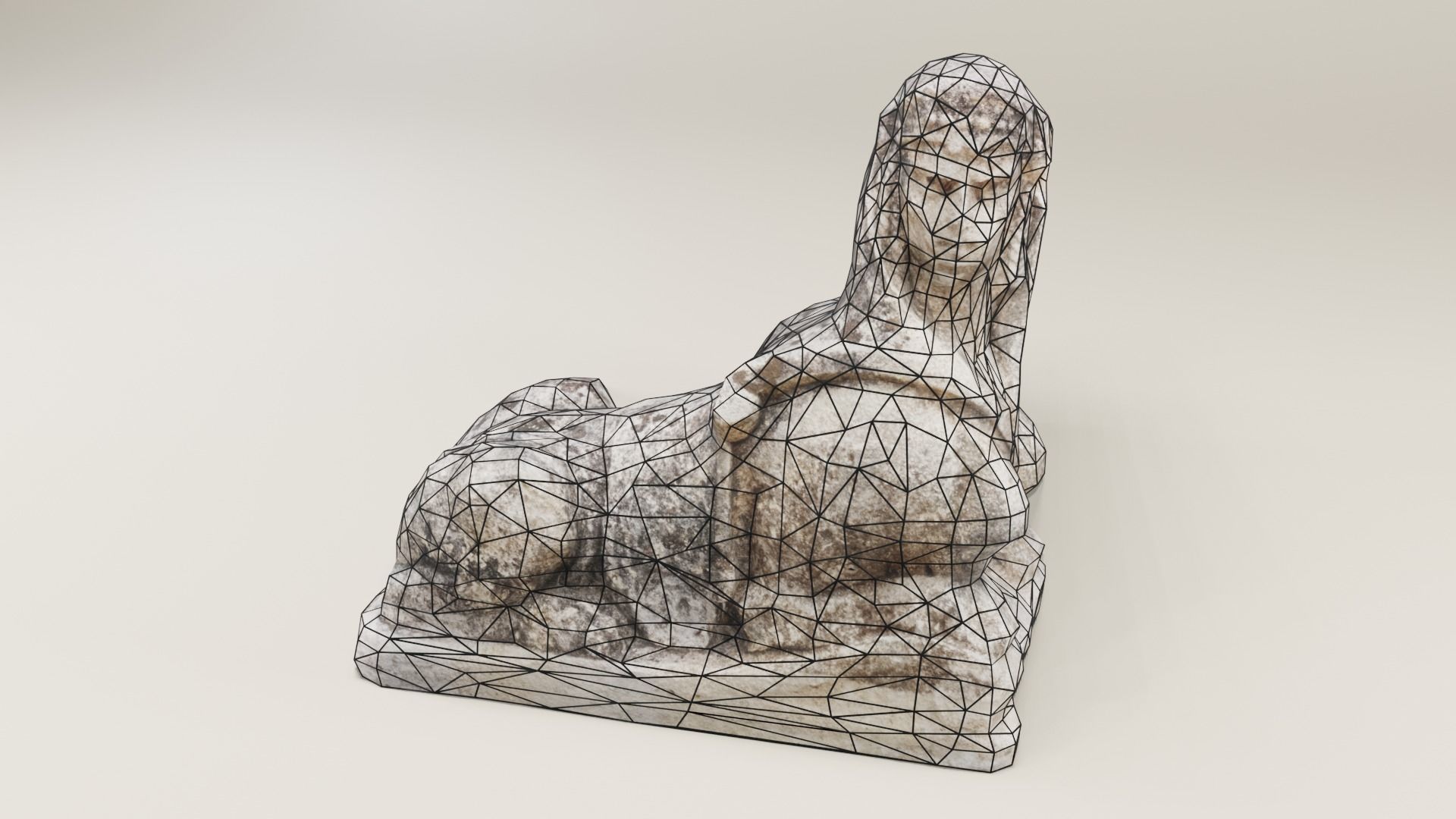 Ancient Sphynx Statue Low-poly 3D model_2