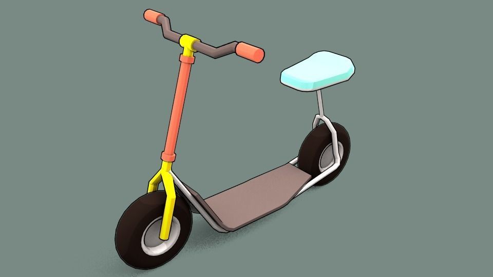 Stylized Cartoon Scooter Low-poly 3D model_1
