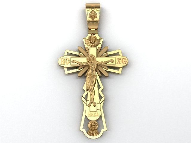 cross gold crucifix pendant 3D print model