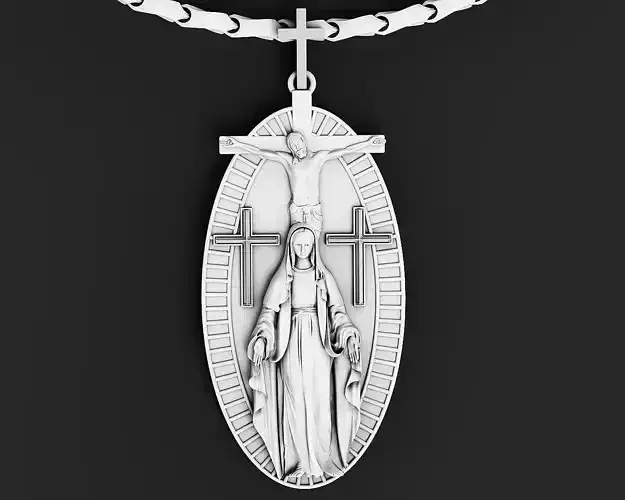 Virgin Mary Jesus Silver Gold  Print