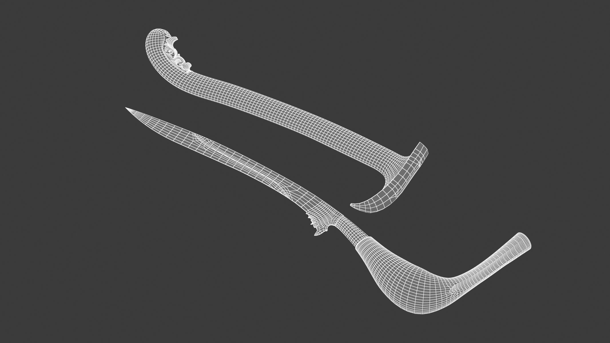 Rencong Dagger Low-poly 3D model_11